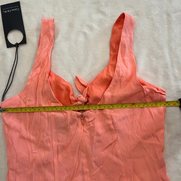 NWT Revolve Privacy Please Keyhole Mini Dress Front Tie Small Salmon Orange - Picture 5 of 5